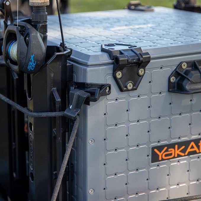YakAttack BlackPak Pro 16" x 16" Kayak Fishing Crate with 6 Rod Holders - Battleship Grey | Tackle Storage Box & Fishing Gear Organizer | Lightweight, Durable & Customizable Kayak Fishing Accessory