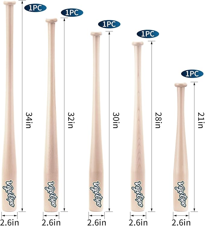 Vigitspo Wood Baseball Bat for Teens & Beginners, 21-34 inch Youth Solid Wood Bat for Training and Games, High-Density Hardwood with High Impact Resistance & Durability