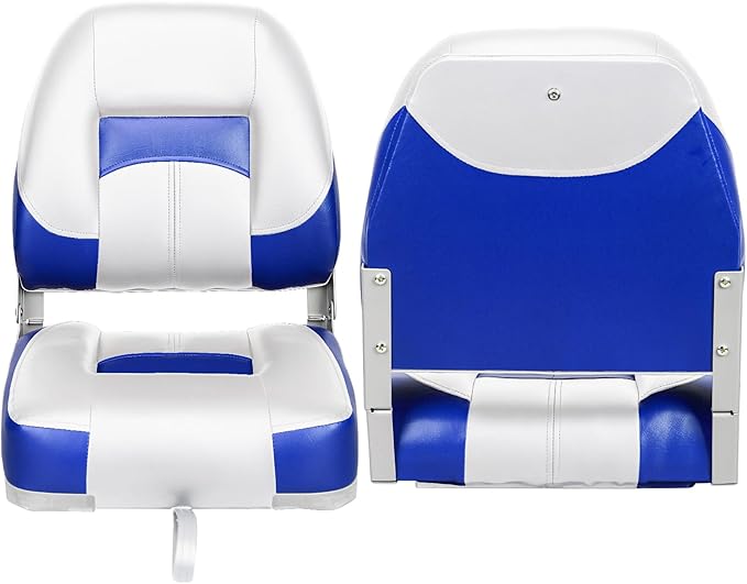 Two Tone Low Back Folding Boat Seat,White/Blue,2pcs/pack