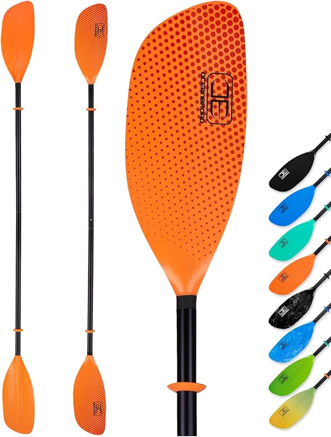 OCEANBROAD Kayak Paddle 86in/218cm, 90.5in/230cm Alloy Shaft 2-Piece Floatable Kayak Oar for Kayaking Canoeing Boating