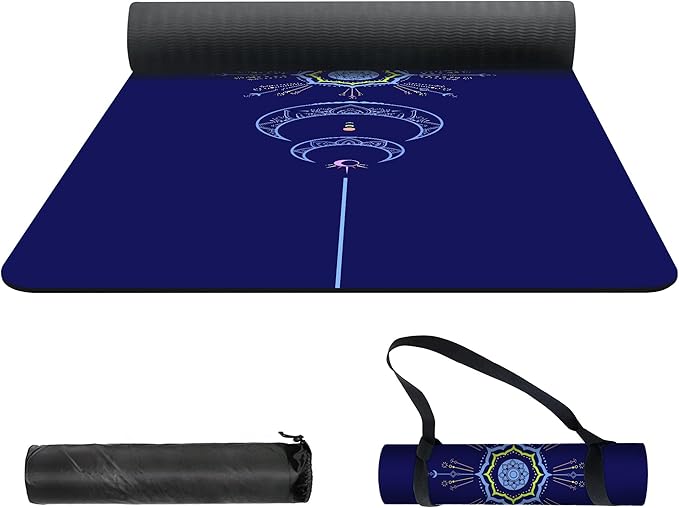 nuveti Yoga Mat Print Extra Thick TPE Non Slip Fitness Exercise Mat with Carrying Bag,72"x24" Extra Thick 6MM Exercise & Workout Mat for Yoga, Pilates Fitness and Floor Exercises