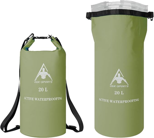 Oak-Sports Dry Bag Waterproof Backpack 5L/10L/20L, Roll Top Lightweight Beach Bag with Double Zipper Seal for Swimming, Kayaking, Hiking, Boating, Adjustable Shoulder Strap