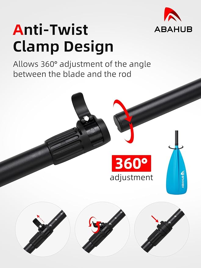 Abahub SUP Paddle - 3 Piece Adjustable Paddles - Lightweight Stand-up Paddle Oars for Paddleboard, Adjustable Aluminum Alloy Shaft 68" - 84", Black/Blue/Green/Orange/Red/Yellow Plastic Nylon Blade