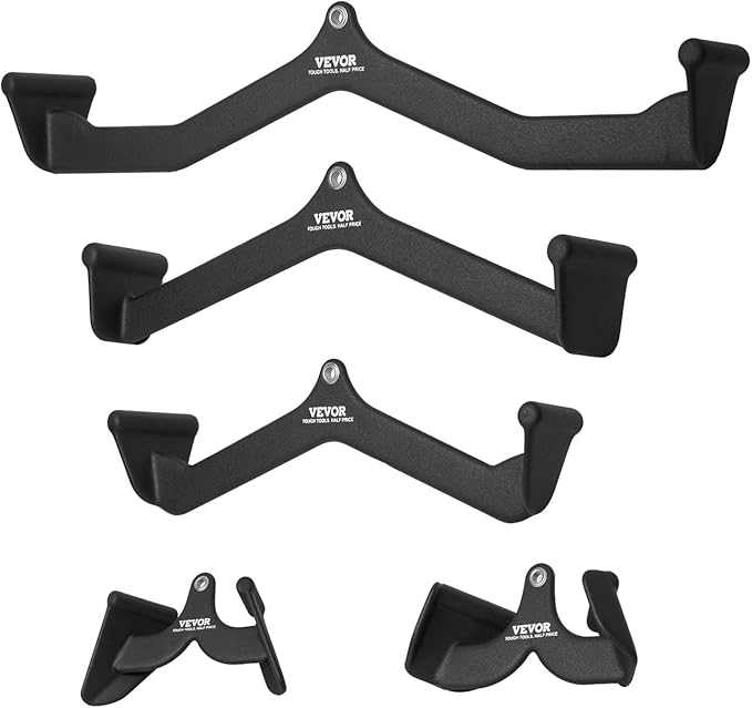 VEVOR LAT Pulldown Attachments, Cable Machine Rowing T-bar V-bar Tricep Pull Down Bar, Back Strength Training Rubber Coated Handle Grip, Bicep Curl Tricep LAT Pulldown Bar for Home Gym Fitness
