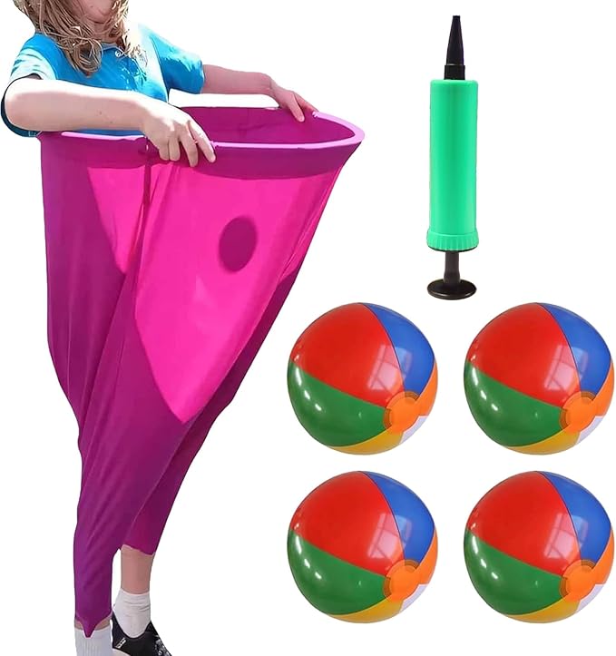 Granny Pants Yard Game, Giant Outdoor Party Game with 4 Bouncy Balls and Pump,Team Relay Family Reunion Party Field Game Set