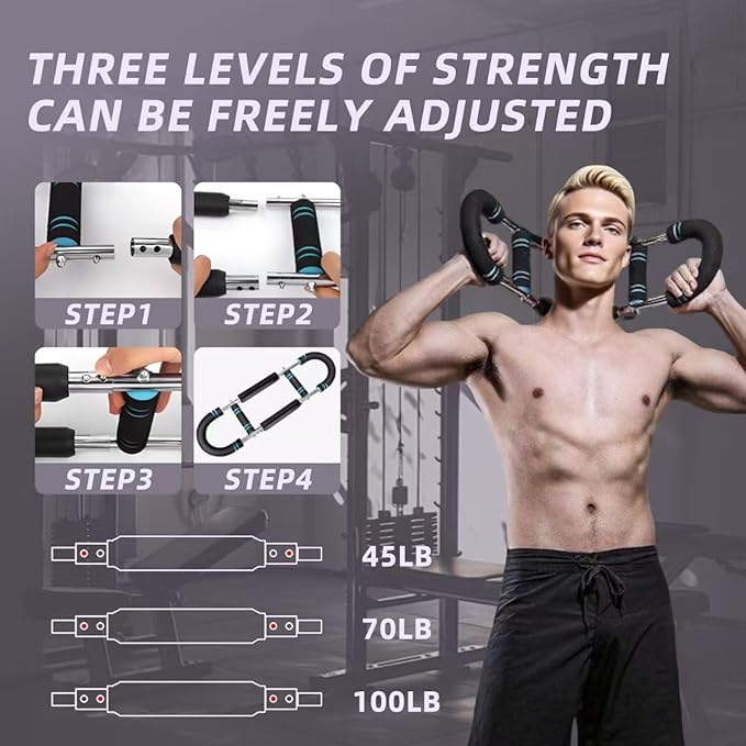 Arm Exerciser, U-Shaped Adjustable Arm Strength Trainer 60–110lb for Upper Body Muscle Building, Portable Home Fitness Equipment