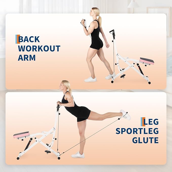 Squat Machine for Home, Squat Assist Trainer with Adjustable 12-Level Resistance, Foldable and Easy Setup Squat Ride Rowing Machine for Women, Full Body Workout Gym for Glutes Legs Workout, 350 LBS Ca
