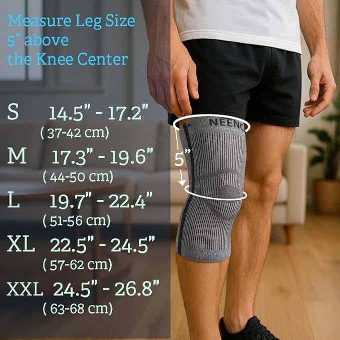 NEENCA Knee Sleeve – Knee Braces for Knee Pain, Joint Pain Relief, Swelling, Inflammation Relief, and Circulation, Knee Support for Women and Men (Gray, Small)