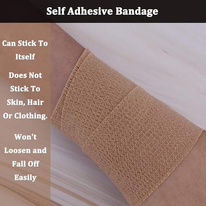 24 Pack Breathable Self Adherent Wrap, Athletic Elastic Non Woven Cohesive Bandage for Sports, First Aid Medical, Wrist, Ankle Sprains, Swelling and Vet Wrap 2 Inch 5 Yards (Rainbow Color).