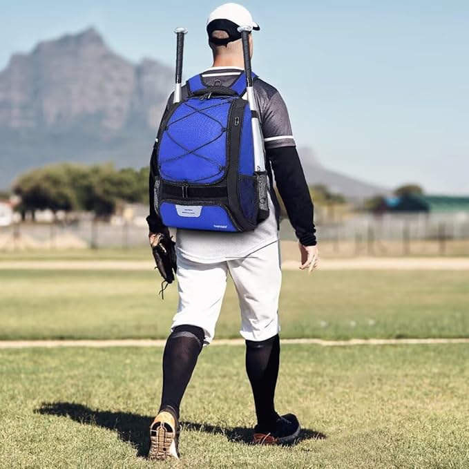 Baseball Bag Softball Backpack - Youth Adult T Ball Bat Equipment Bag with Bat Helmet Holders, Shoe Compartment