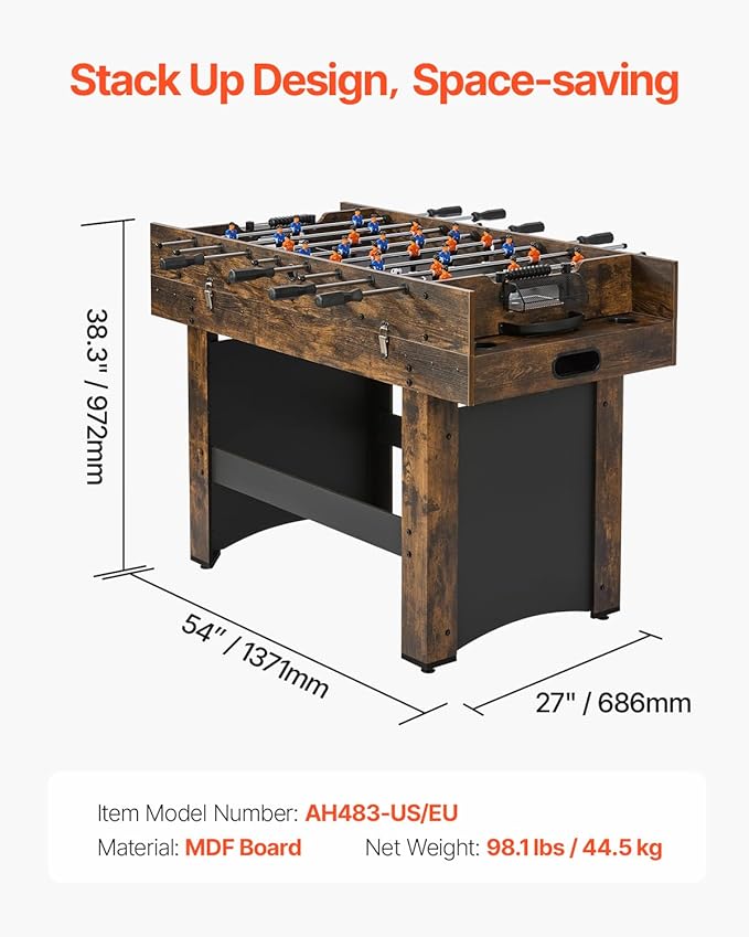 VEVOR 3-in-1/4-in-1 Combo Game Table Set, 48"/54" Air Hockey, Ping Pong & Foosball Combo, with Pucks & Pushers, Multi Combination Table for Family Game Room or Office