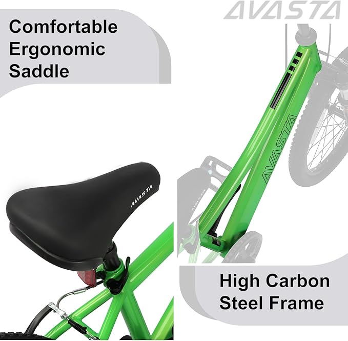 AVASTA Govet 20'' Kids Mountain Bike for 6-12 Years Old Boys Girls with Suspension Fork, 6 Speeds Drivetrain, Multiple Colors