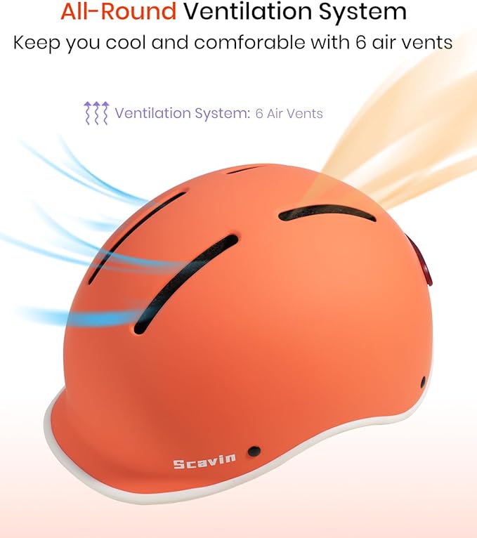 Bike Helmet for Adult: Bicyle Helmet with EPS Foam Interior for Men & Women, Adjustable Cycling Helmet with LED Light Safety Certified for Commuting