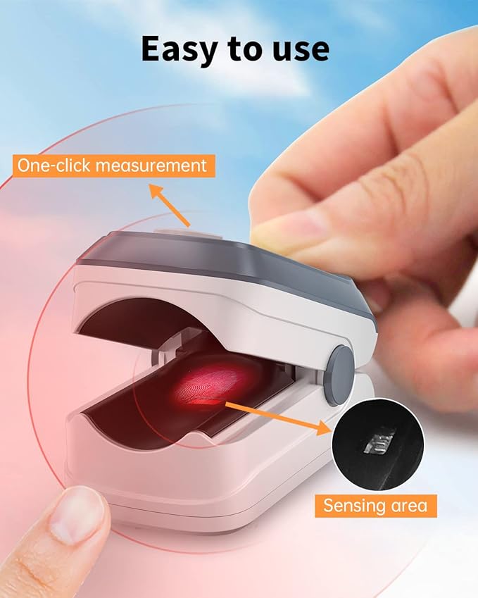 Fingertip Pulse Oximeter Blood Oxygen Saturation Monitor Pulse Ox, Heart Rate and Fast Spo2 Reading Oxygen Meter with OLED Screen Included Lanyard and 2 X AAA Batteries