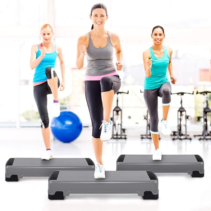 Giantex 35" Aerobic Step, Non-Slip Surface, Height-Adjustable 6" - 8" - 10" Step Aerobics Platform, Workout Fitness Equipment Stepper Trainer, Exercise Step Platform with 3 Riser