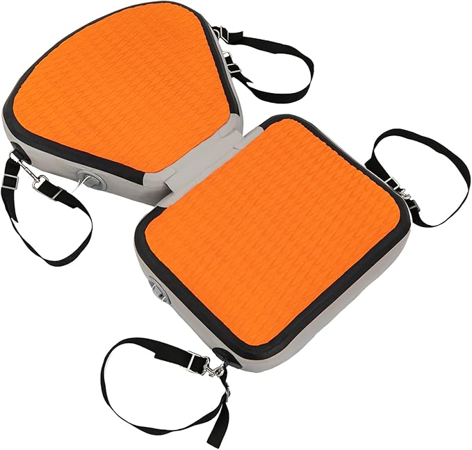 Thickened Kayak Seats with Back Support EVA Universal Paddle Board Seat with 4 Adjustable Straps Inflatable Valve Cover Sit On Top Cushioned Canoe Backrest Seat for SUP,Fishing Boat (Orange)