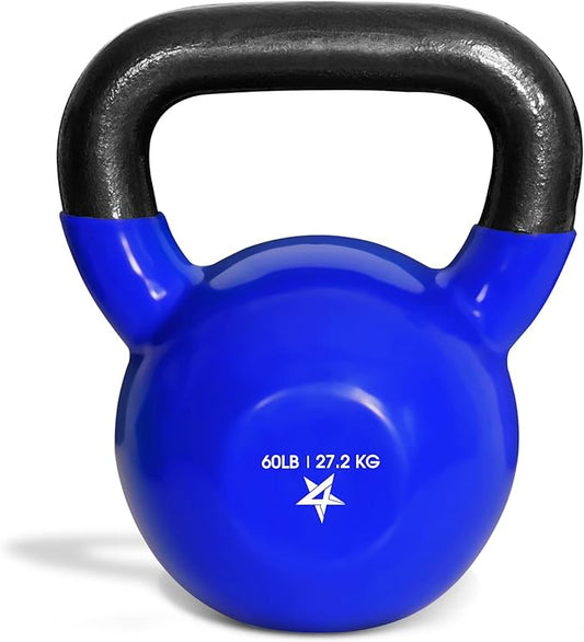 Yes4All Kettlebell, 5-100 LB Vinyl Coated Cast Iron Strength Training Kettlebells for Home Gym Exercises, Fitness, Full Body Workout Equipment, Push Ups, and Grip Strength