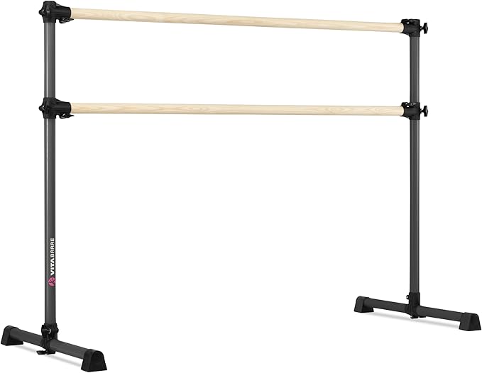 VITA Barre Portable Freestanding Double Ballet Barre, Prodigy, Wood | Adjustable Height, USA Made, Home or Gym Exercise Equipment for Kids & Adults | Dance, Fitness, Pilates