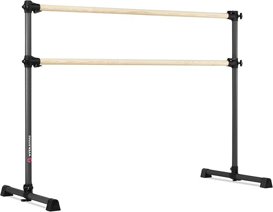 VITA Barre Portable Freestanding Double Ballet Barre, Prodigy, Wood | Adjustable Height, USA Made, Home or Gym Exercise Equipment for Kids & Adults | Dance, Fitness, Pilates