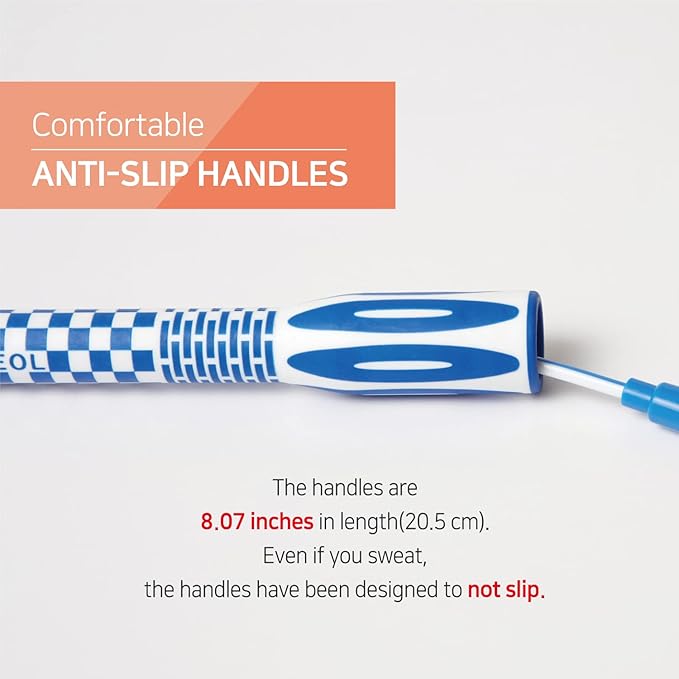 Skipping Jump Rope for Fitness Workout - Light Weight, Adjustable, Tangle Free, Excellent line control for Cardio Boxing, CrossFit, Training Exercise All Ages and Gender ( Special Luxury, KA-220, Made in Korea)