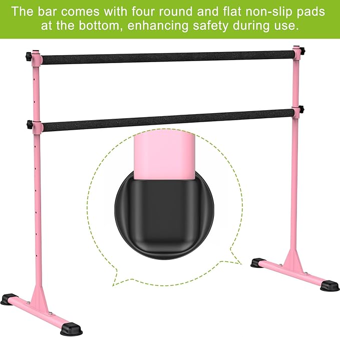 Dolibest Freestanding Ballet Bar, Height Adjustable Ballet Bar, Heavy Duty Dance Bar, with Non-Slip Rubber Pads, Enhanced Stability, Dance/Yoga/Fitness Stretching Bar, Ideal for Kids and Adults