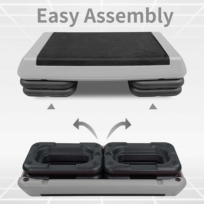 Exercise Workout Aerobic Step Platform Trainer, 28.5" Aerobic Stepper with 4"-6"-8" Adjustable Height Risers