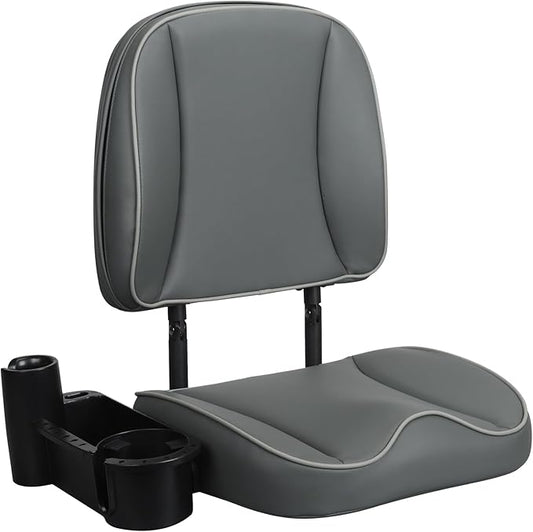 Folding Boat Seat Low Back Fishing Boat Seats with Caddy Organizer, Charcoal/Charcoal/Light Gray