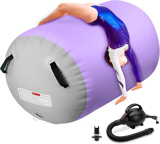 Inflatable Gymnastics Air Roller Set, Tumble Rolling Air Roller Gymnastics Barrel with Electric Pump for Kids Adults Home Outdoor Gymnastic Training Cheerleading Yoga