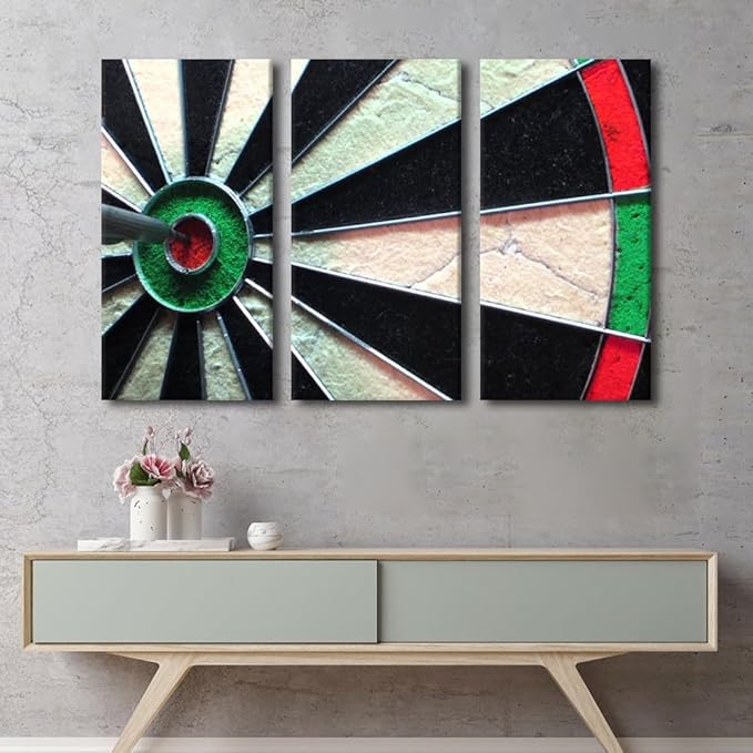 3 Pieces Dart Board Modern Wall Art Shooting Target House Decorations for Living Room Inspirational Canvas Wall Art Paintings for Bedroom Office Decor Artwork Framed Easy to Hang - 40"Wx60"H