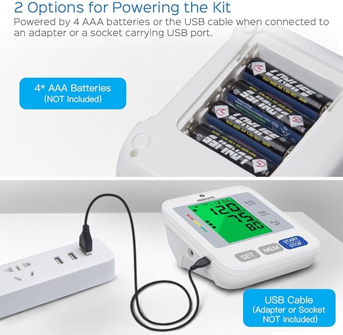 Blood Pressure Monitor Upper Arm Blood Pressure Machine for Home Use BP Cuff Kit, Large 3-Color 3.4'' Display with Backlight,Pulse Rate Detection Meter with Cuff 22-42cm/2×99 Sets Memory