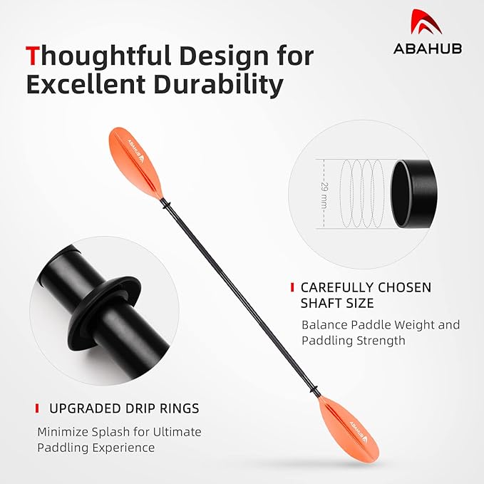 Abahub Kayak Paddle, 90.5 Inches Kayaking Oars for Boating, Canoeing with Free Paddle Leash, Aluminum Alloy Shaft Black/Blue/Green/Orange/Yellow Plastic Blades