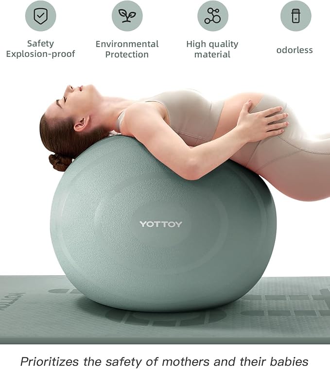 YOTTOY Anti-Burst Exercise Ball for Working Out, Yoga & Pregnancy, Extra Thick Workout Ball for Physical Therapy & Fitness