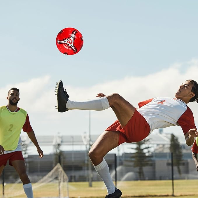 Deekin 6 Pcs Soccer Ball Bulk with Pump Size 5/4/3 Soccer Ball for Indoor Outdoor Sport Practice Competition Sport Training Accessories for Youth Adults