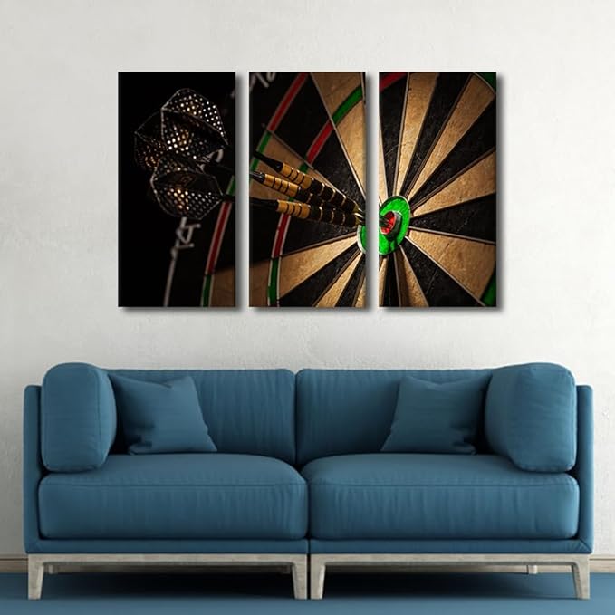 Vintage Wall Art for Living Room Inspirational Office Canvas Wall Art Dart Hit the Target Contemporary Wall Art Posters and Prints Multi Panel Modern Artwork Ready to Hang for Bedroom, 24"Wx36"H