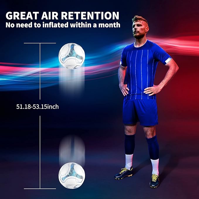 SHOKE Soccer Ball Size 5 Official Size Soccer Ball Thermal Bonded Training Slip Resistant