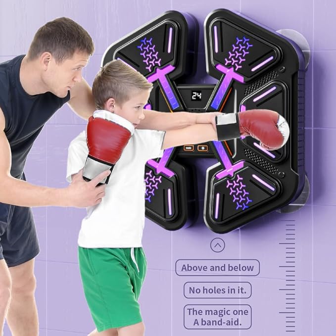 Music Boxing Machine With Gloves, Wall Mounted Intelligent Trainer for Kids, Game Equipment Workout Punching Machine for Teenagers Boys Girls Gifts