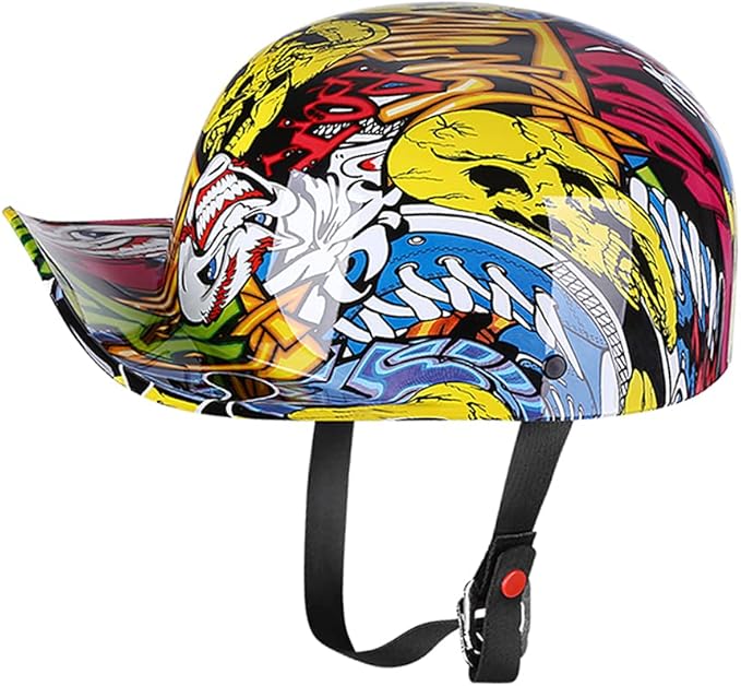 Vintage Open Face Motorcycle Helmet Retro Baseball Cap Half Helmets Women Men for Scooter Moped Cap Street Cruiser Jet - DOT Certified