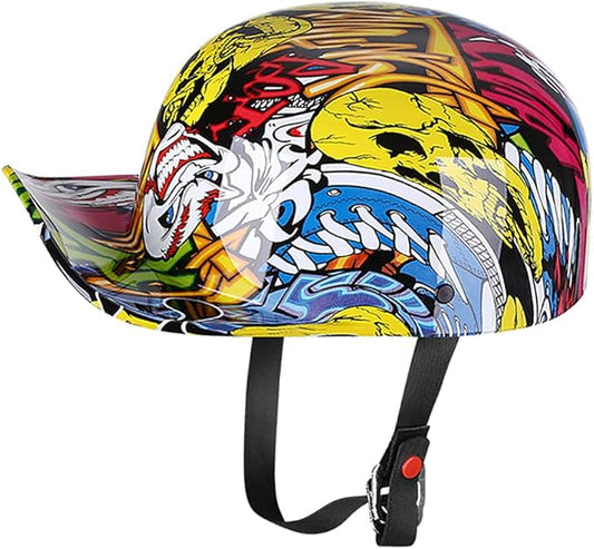 Vintage Open Face Motorcycle Helmet Retro Baseball Cap Half Helmets Women Men for Scooter Moped Cap Street Cruiser Jet - DOT Certified