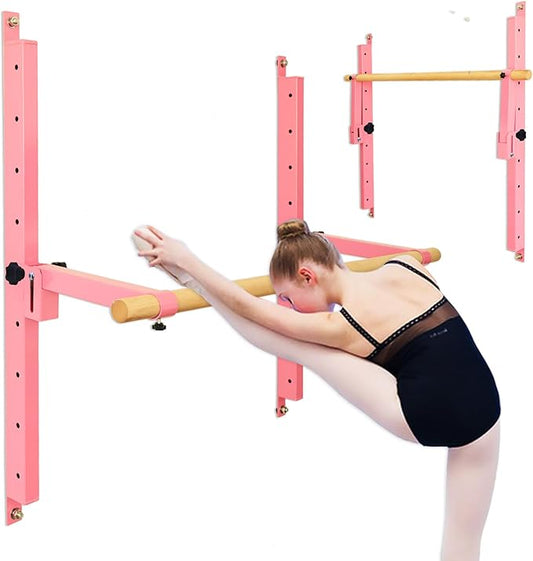 Wall Mounted Ballet Barre Adjustable Ballet Bar Foldable Dance Bar-Fully Adjustable -Solid Beech Wood Bar,Ballet workout Fitness Equipment Pull Up Stretch Never move