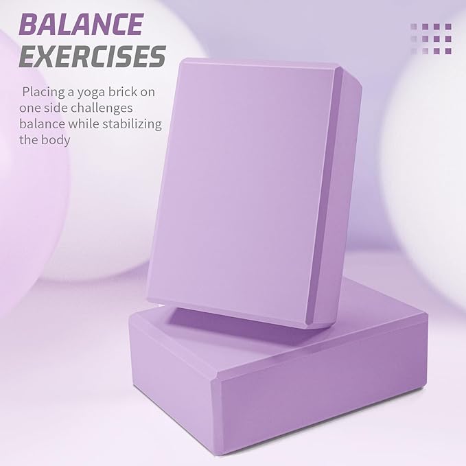 Biguphate Yoga Blocks 2 Pack, EVA Foam Yoga Block Supportive Latex-Free, Non-Slip Exercise Blocks, Yoga Accessories for Pilates, Meditation, Balance, Stretching and Deep Poses