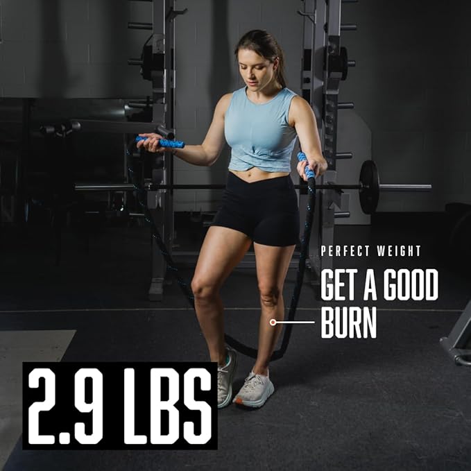 Weighted Jump Rope - 2.9lbs, 9.9 Feet Long Jump Ropes for Fitness, Home Workout Rope, Skipping Rope for Exercise, Total Body Workout Equipment, Durable Jumping Rope by Fitby