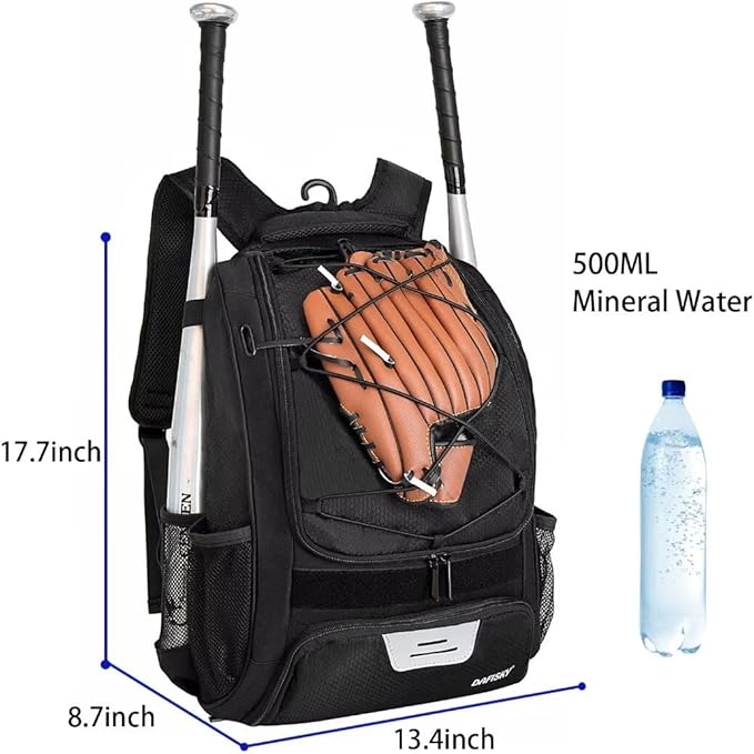 Baseball Bag Softball Backpack - Youth Adult T Ball Bat Equipment Bag with Bat Helmet Holders, Shoe Compartment