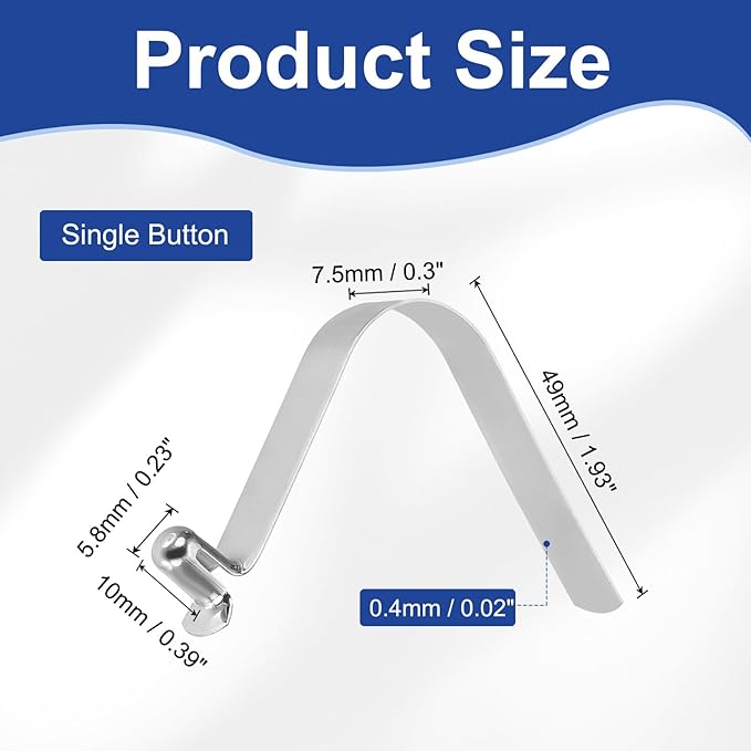 HARFINGTON Single Button Kayak Paddle Snap Spring Clip Spring Steel V-Shaped Hollow Lift Telescopic Locking Tube Pole Clips for Tent Umbrella Camping