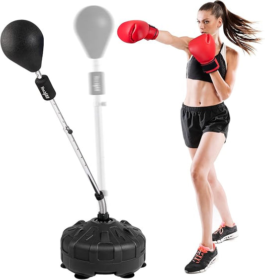 Yes4All Punching Bag with Stand, Adjustable Height, Boxing Equipment with PU Leather Speed Reflex Ball, Home Gym Workout MMA Training & Fitness