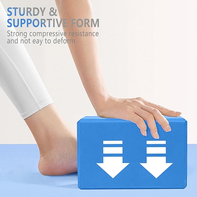 2 Pack 9‘’x6‘’x4‘’ Yoga Blocks with Stretch, Durable Yoga Foam Blocks, High Density & Non Slip Surface for Yoga, Pilates, Stretching, Dance, Ballet, Gymnastics,Fitness for Stability & Balance