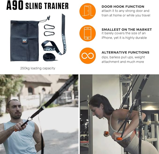 Angles90 Suspension Pulley Trainer - A90 Strength Set, Alloy Steel, 440 lb Tension - Sling Trainer & Workout Cables for Calisthenics & Suspension Equipment