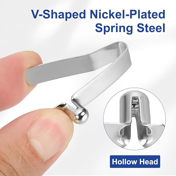 HARFINGTON Single Button Kayak Paddle Snap Spring Clip Spring Steel V-Shaped Hollow Lift Telescopic Locking Tube Pole Clips for Tent Camping