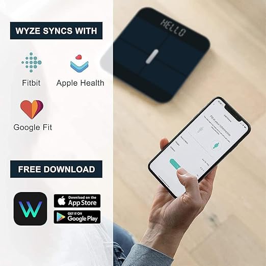 Wyze Smart Scale X - Digital Bathroom Scale for Body Weight, BMI, Body Fat, Muscle Mass, Heart Rate Monitor | Sync with Health Apps | Body Composition Analyzer for People, Baby & Pet, 400 lbs (Black)