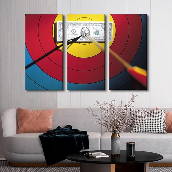 3 Panel Wall Art Sports Theme Paintings Canvas Wall Art Arrows Hit the Bull's Eye Posters and Prints Archery Pictures Canvas Paintings Wall Decor for Living Room Framed Ready to Hang(40"Wx60"H)