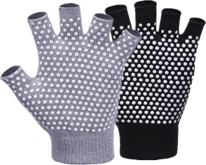 YL TRD V 2 Packs of Non Slip Fingerless Yoga Gloves Exercise Gloves Workout Gloves